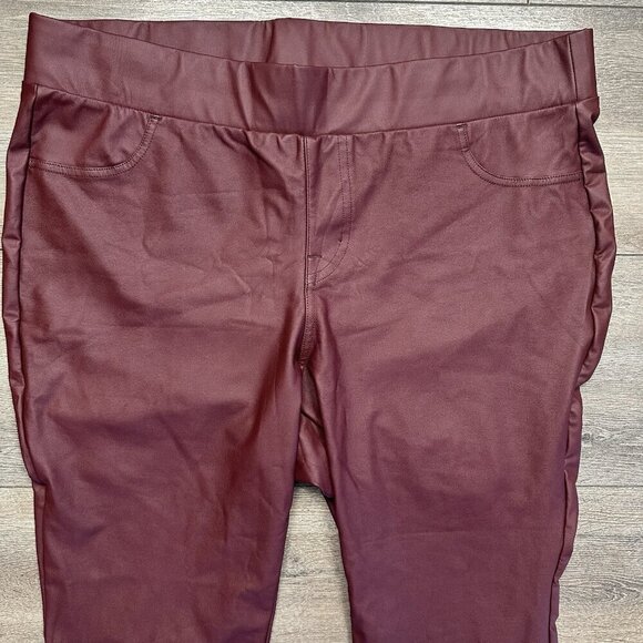 Torrid Faux Leather Pants Womens Size 2 Root Beer Stretch Shapewear - Picture 2 of 5